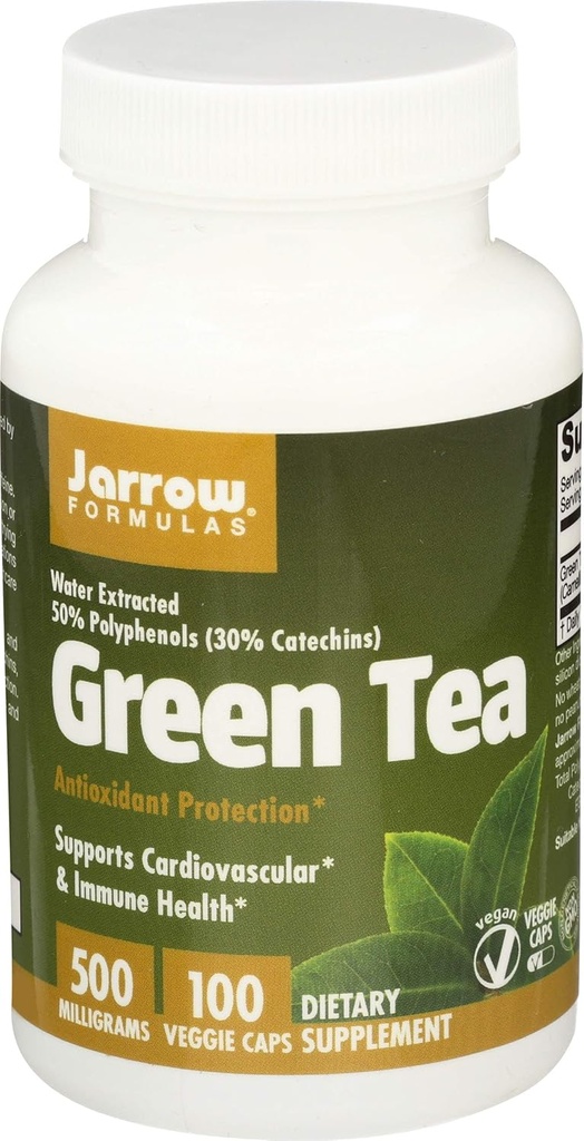 Jarrow valemid Roheline tee 500 mg - 100 Veggie kapslid, pakendis 2 - Antioksüdant tugi - 50% Polüfenoolid - Kardiovaskulaarne & Immuunsus Tervis - 200 Kokku Servings
