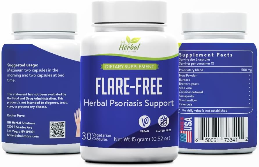FlareFree Psoriaas Support Supplement - Taimne valem naha tervise ja mugavuse - looduslik toetus naha heaolu