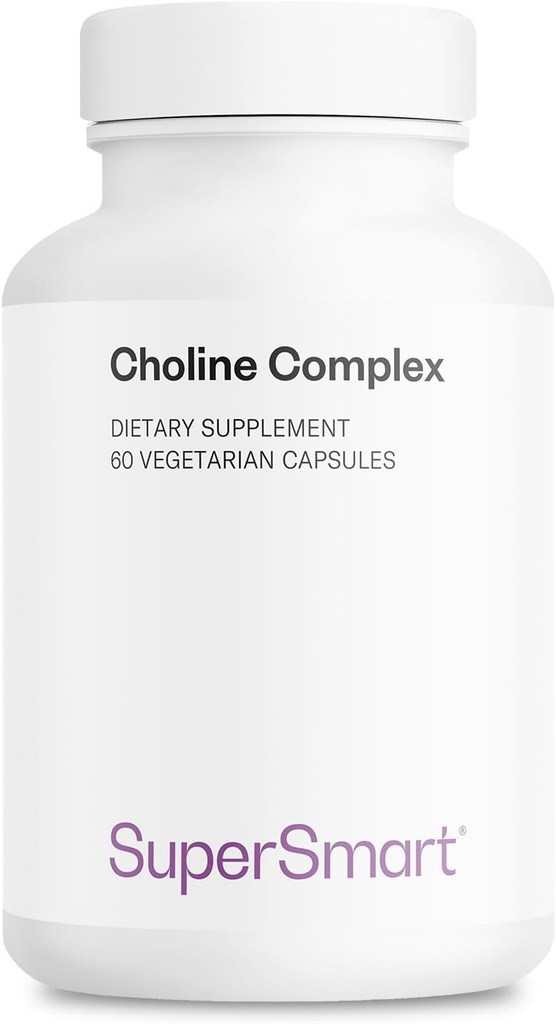 Supersmart - koliinkompleks (patented & High Strength) - koos koliinbitartraadiga, GPC koliin ja CDP koliin - suure potentsiga koliinilisandid | Mitte-GMO & Gluteenivaba - 60 taimekapslit