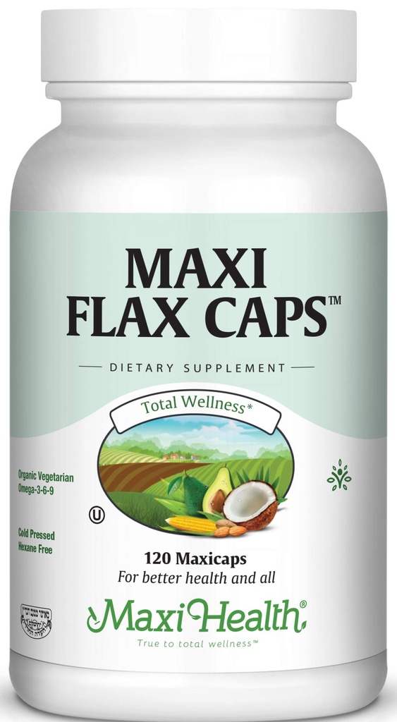 Maxi Flax Caps – orgaaniline linaseemneõli, Omega 3, 6, 9 – külmpressitud – Hexane Free, 700 mg – Kosher, 120 kapslit