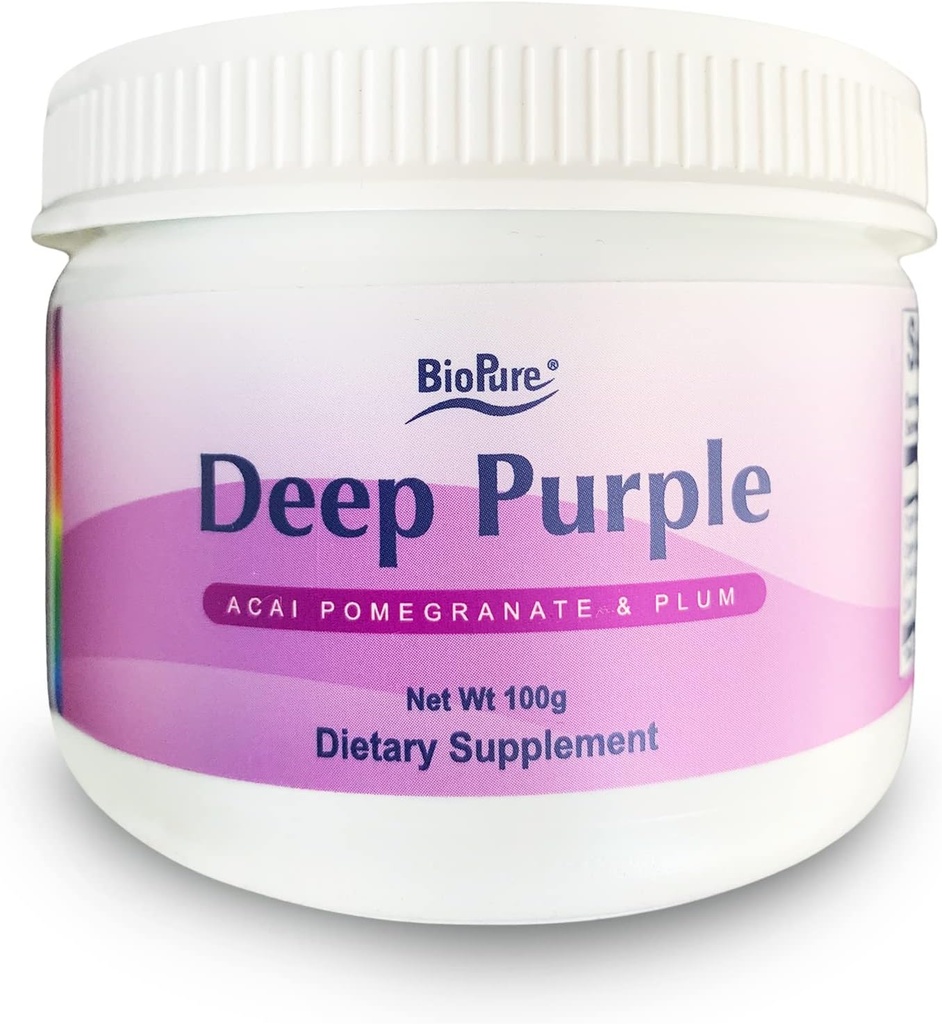 BioPure Deep Purple - All-Natural Superfruit Dietary Supplement valmistatud sünergistliku segu orgaanilise acai, orgaanilise granaatõuna ja ploomi soolestiku tervisele, immuunsüsteemi tugi ja üldine heaolu - 100 g