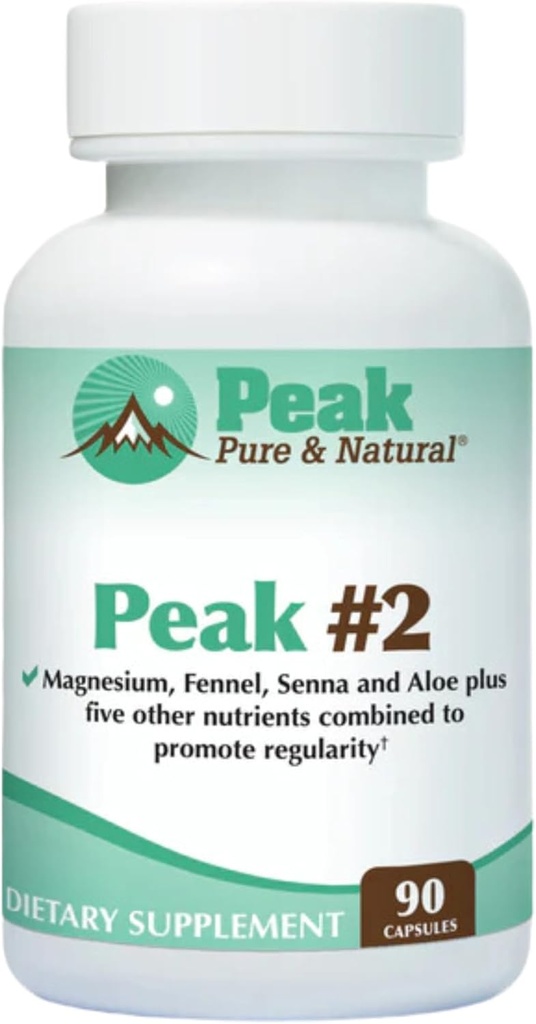 Peak # 2 Natural Bowel Movement Supplement - Seedetrakti tugi ja Motility Supplement Magneesium, Fenel, Senna, Aloe ja rohkem - soodustab korrapärasust ja õrn kõrvaldamine (90 kapslit)