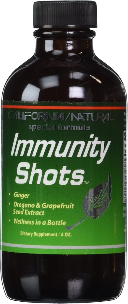 California Natural Immunity Shots 4oz Pudel Tsink, Orgaaniline Ingveri Juure, Oreganoõli - Potent & Pure Immune System Booster - Immuunsüsteemi tugi (1. pakk)