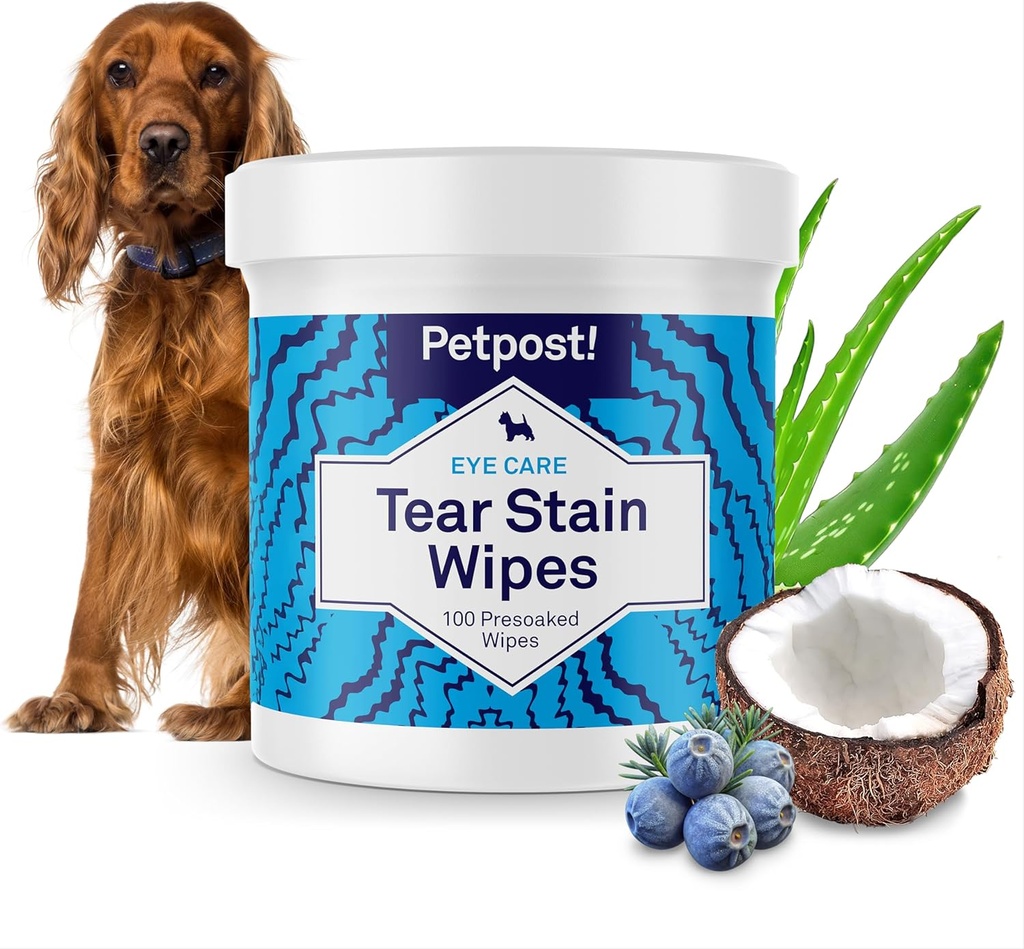 Petpost Tear Pleki Eemaldaja Puhastab Koertele | 100 Krahvi Õrnad Silmapühkijad Kadakamarja & Kookospähkliga | Koerte Näo Plekid Ja Silmapuhastus | Pehmed Puuvillapadjad, Valgendivaba
