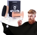 Beard Grooming Kit meestele 4 in 1. Beard Brush ja Comb Set Messy Free Bib Apron, Mustache Käärid. Natural Brush ja Dual Action Comb. Meeste grooming. Kingitus mehele,