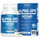 Alpha GPC koliinkapslid - 120 loendit, 600mg teenindust (aju tugiabi, mis toetab fookust, mälu, motivatsiooni ja energiat (kolmanda osapoole testitud, vegan ohutu valmistatud USA-s) Aju tugilisa