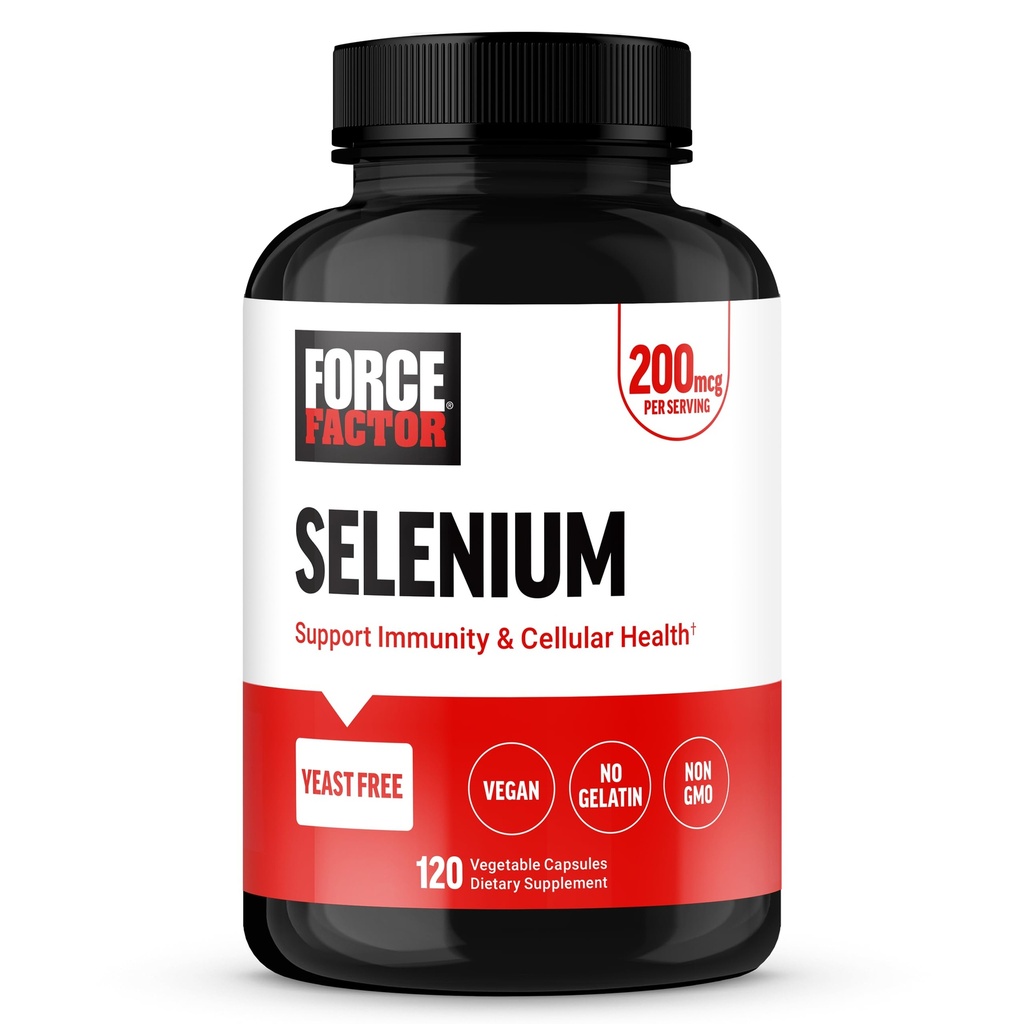 Jõufaktor Selenium Immune Support Supplement, Selenium 200mcg kapslid, et toetada immuunsüsteemi kaitse, Immunity Supplement, Vegan, Non-GMO, 120 kapslit