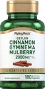 Piping Rock Ceylon Cinnamon Gymnema Mulberry Complex | 2000mg | 180 kapslit | Taimne täiendus | Kontsentreeritud ekstrakt | Mitte-GMO, Gluteenivaba