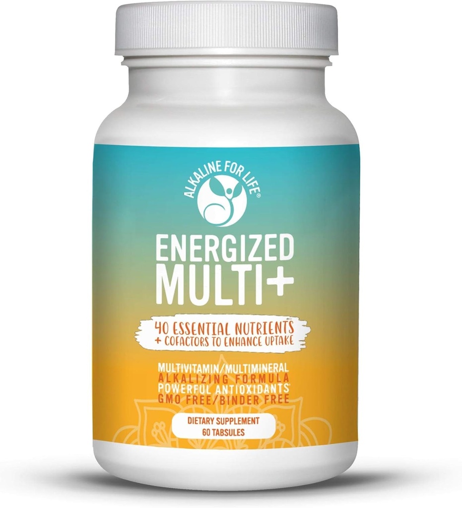 Energilised multivitamiinid, millel on 40 täielikult biosaadavat toitainet B kompleksvitamiinid, D-vitamiin, C-vitamiin, K-vitamiin, tsink, kvertsetiin, kaltsium, magneesium leelistavates vormides - 180 tabs