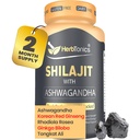 Herbtonics Shilajit meestele ja naistele, kellel on ashwagandha, Korea punane ženšenn, Rhodiola Rosea, Ginkgo Biloba, Tongkat Ali | Fulvic Acid & Trace Minerals for Stamina & Immunity | 60 Vegan Kapslit