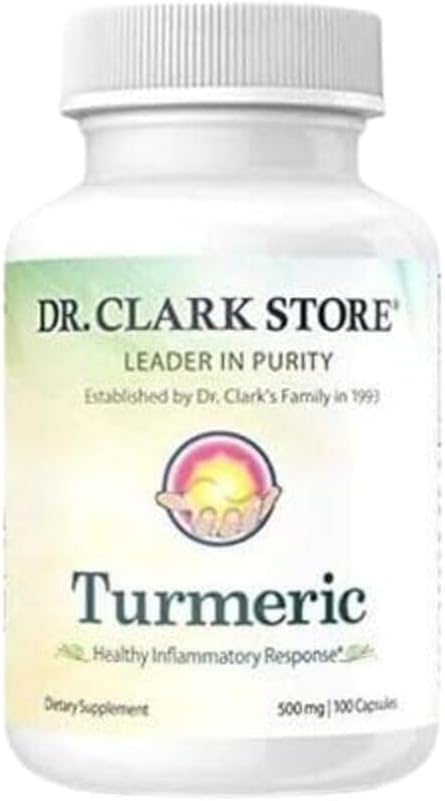 Dr Clark Store Turmeric Curcumin 500mg - 100 kapslit, immuunsuse tugi, looduslik taimsete toidulisand, mitte-GMO, vegan, antioksüdantide võimendus