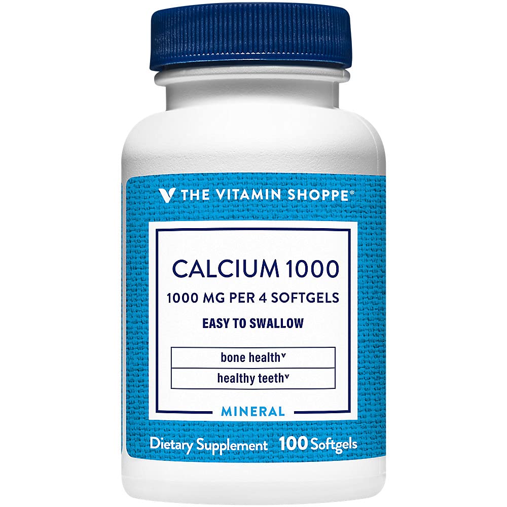 Vitamiin Shoppe Calcium 1000MG, lihtne neelata Softgels, toetab luud ja hambad 400IU D-vitamiini (100 Softgels)