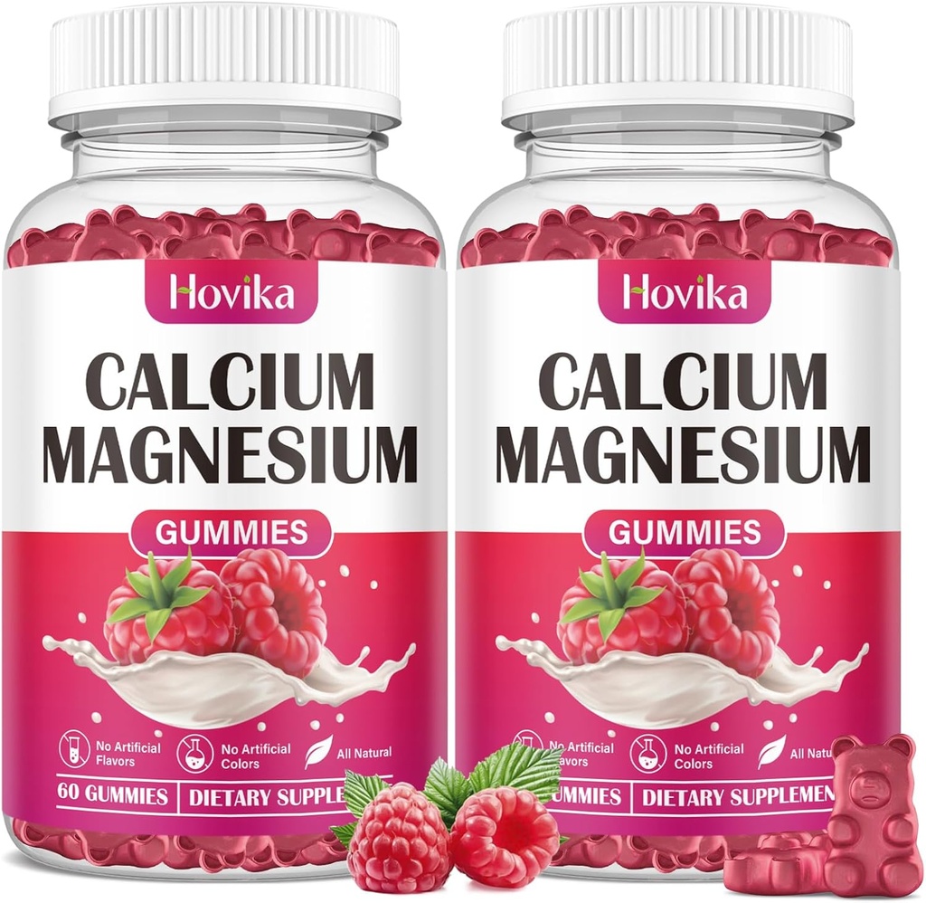 Kaltsium Magneesium Tsink Gummies-kaltsium Magneesium 2: 1 suhe vitamiin D3, K2, B6, B12 luu tugevus, lihaste funktsioon ja närvide tervis, ekstra imendumise valem, Vegan, Vaarika Maitse 120 Gummies