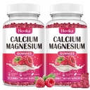 Kaltsium Magneesium Tsink Gummies-kaltsium Magneesium 2: 1 suhe vitamiin D3, K2, B6, B12 luu tugevus, lihaste funktsioon ja närvide tervis, ekstra imendumise valem, Vegan, Vaarika Maitse 120 Gummies