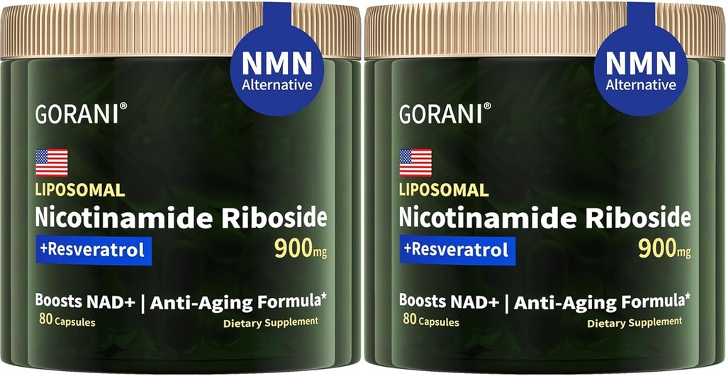 Gorani NAD+ Supplement 900MG, Nicotinamide Riboside, Liposomal Resveratrool, Quercetin (2)