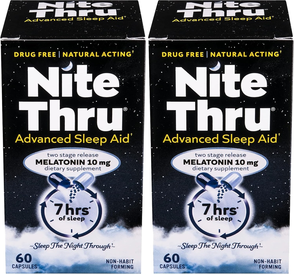 Täiustatud uneabi melatoniini toidulisand, 10 mg kapslid, 60 loend (pakk 2)