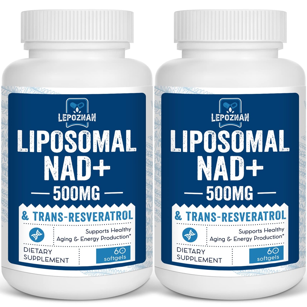 Liposomal NAD+ 500 mg + Trans-Resveratrool 300 mg , Superiorne imendumine , Tõeline NAD täiendus efektiivne kui NMN , nikotiinamiid Ribosiid rakuenergia metabolismiks ja DNA parandamiseks , Tervislik vananemine , 120 Softgels
