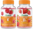 Elujõuline E-vitamiin + D-vitamiin 10000 RÜ, Gummies Bundle - suurepärane maitse, vitamiinilisand, Gluteenivaba, GMO-vaba, närimiskumm