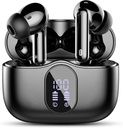 Traadita kõrvaklapid, Bluetooth 5.4 kõrvaklapid Bass Stereo, Kõrva pungad müra tühistav Mic LED-ekraan, IP7 veekindel kõrvaklappides, 36H mänguaeg sülearvuti pad telefonid Sport Treening, must