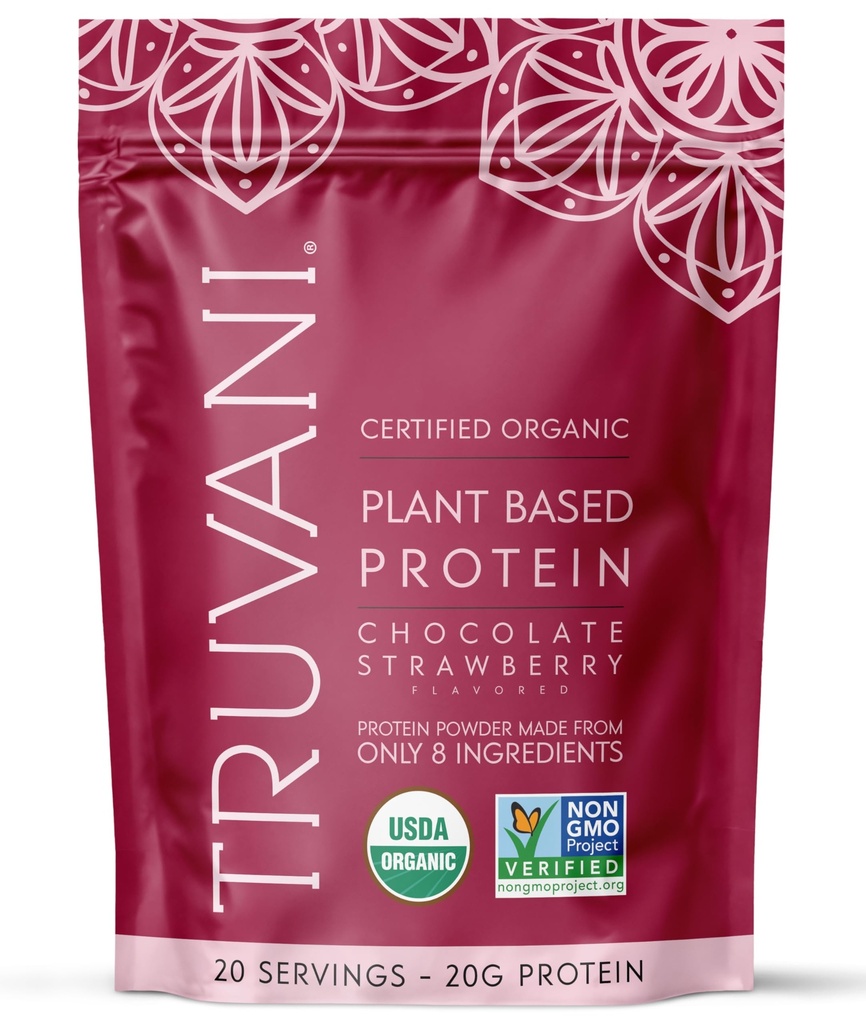 Truvani Vegan Peavalgupulber | Šokolaad Maasikas | 20 g Orgaaniline Taimne Valk | 20 Servings | Keto | Gluteen & Piimavaba | Madala carb | Ei ole lisatud suhkrut