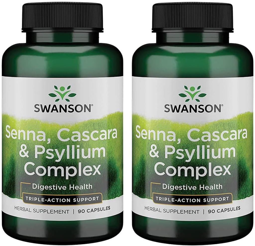 Swanson Senna Psyllium Cascara Complex GI Tract Regulaarsuse toetus 90 kapslit (2 pakendit)