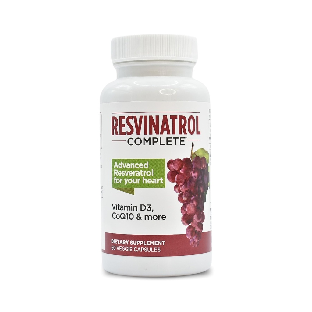Kapslid, 60 Count-Resveratrooli täiendus toetab tervislikku vananemist, südame tervist ja immuunsüsteemi funktsiooni kvertsetiini, viinamarjaseemne ekstrakti, D3-vitamiini ja CoQ10-ga