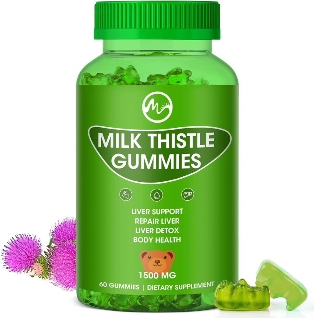 Piimaohakakummid, Maksapuhastuskummi, Orgaaniline Maksa Detox Supplements meestele ja naistele - 60 Gummies (60 loend (pakk 1))
