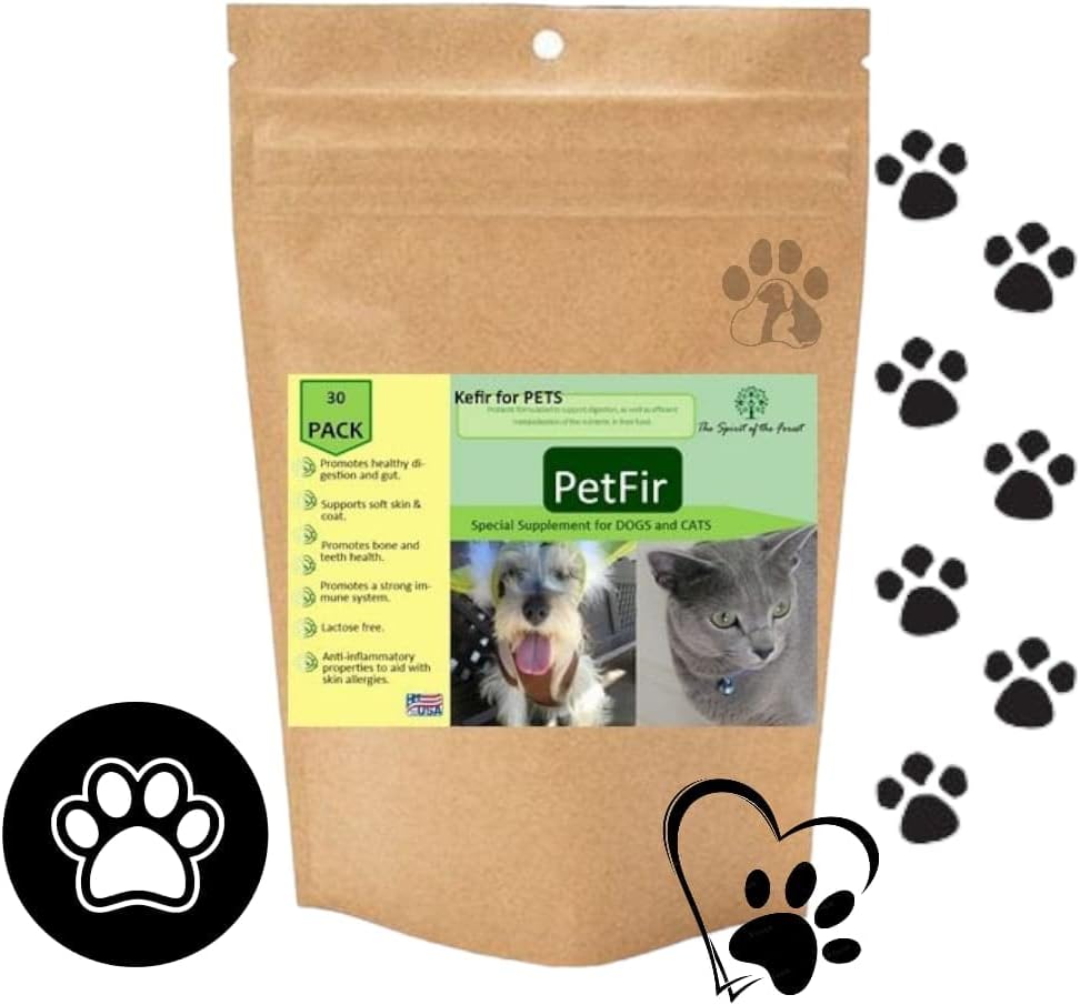 Petfir Pack Kefir koertele ja kassidele Täiendus Lemmikloomad probiootiline koer täiustatud probiootiline valem koerale (50 gr)