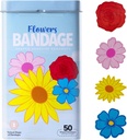 BioSwiss Kids Bandage, Flowers Shaped Self Adhesive Bandage Set, Latex Free, Sterile Haavahooldus, 50 Count