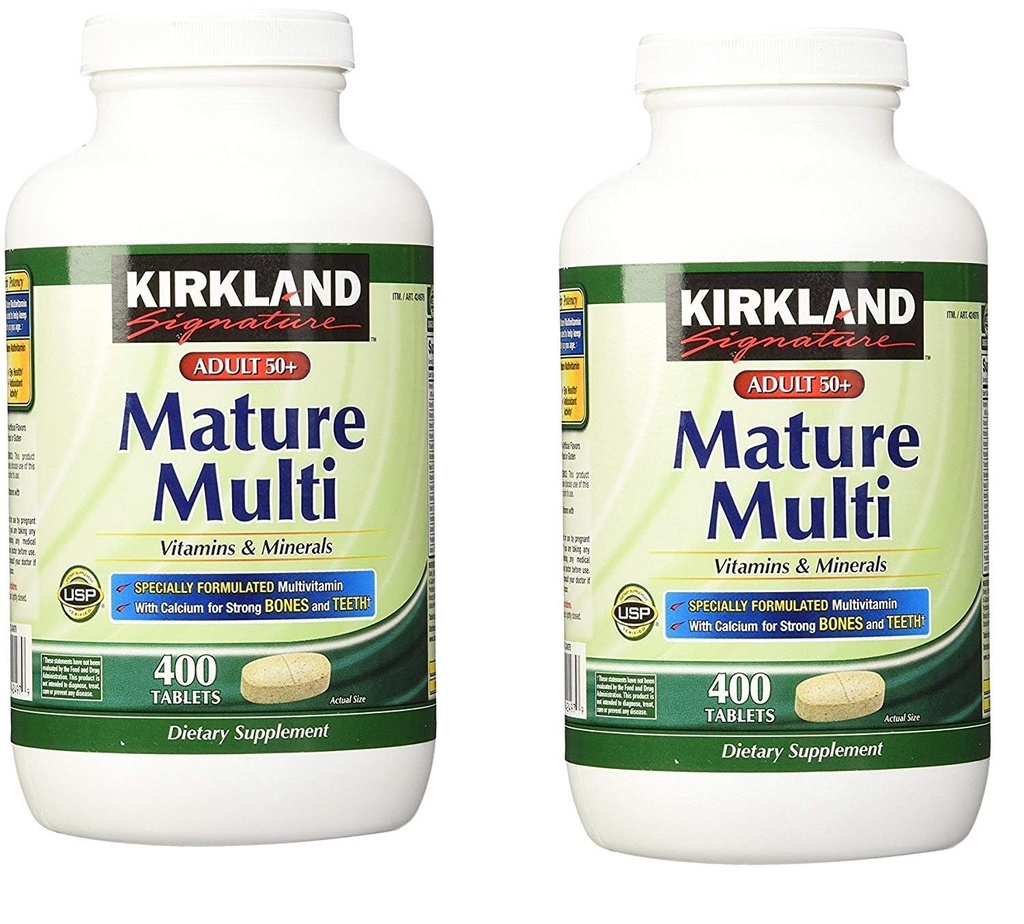 Kirkland Signature Adult 50+ multivitamiinid ja mineraalid, 400 tabletti (2 pakendit)