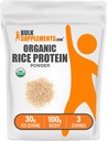 BulkSupplements.com Orgaanilise riisi valgu pulber - Vegantaime valk, maitsestamata - Vegan & Gluteenivaba, 30 g serveerimise kohta, 100 g (3,5 oz) (pakk 1)