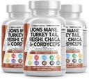 Puhas Nutraceuticals Lions Mane 20in1 Seenelisa Türgiga Saba Reishi Cordyceps Chaga Maitake Meshima Poria Cocos Shiitake Oyster Porcini Enoki - 3Pack