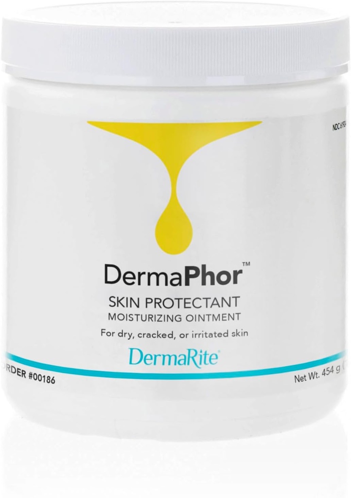 DermaRite Derma Phor Skin Protectant, niisutav salv - Soothes ja Kilbid Kuiv, pragunenud või ärritunud Nahk, lõhnata - 16 oz. Jar, 1 krahv