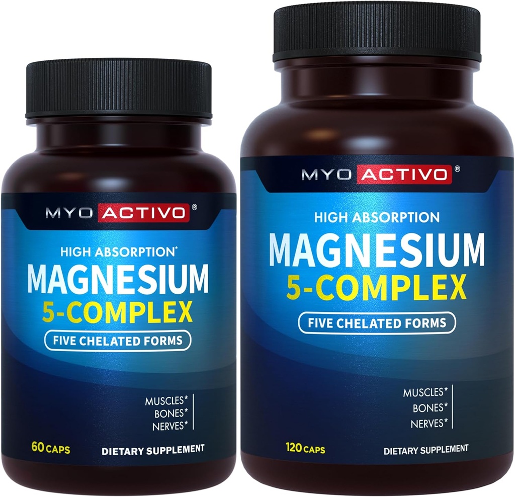 60ct + 120ct - MyoActivo 5-in-1 Magneesiumikompleks - Suur imendumine - Kelaaditud magneesium