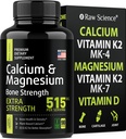 Kaltsiumtsitraat vitamiin D3 K2 ja magneesiumglütsinaat - luu tugevus täiendus - taimse kaltsiumi toidulisandid naistele ja meestele - magneesium ja kaltsium D3 K2 pillid luu tervise - 90 kapslit