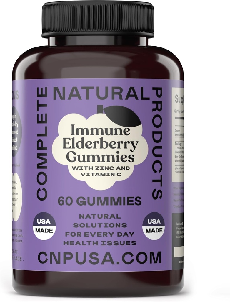 Elderberry Gummies - 60 Count Natural koos tsink, C-vitamiin ja Elderberry (Sambucas)
