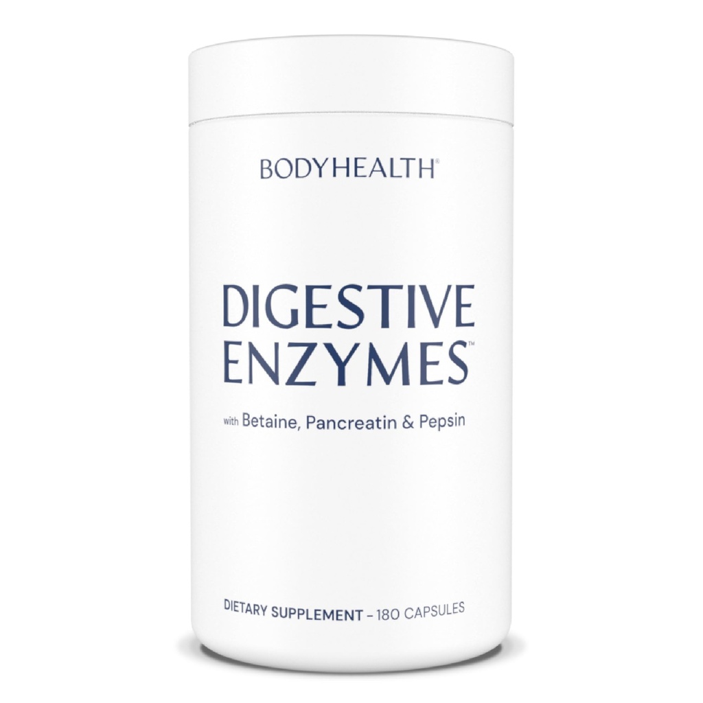 BodyHealth Digestive Enzymes Full Spectrum Digestive Support (180 caps), Betaine, Pepsin, Pankreatin BPP Koormus ensüümide ja probiootikumidega, kõhupuhitus, kõrvetised, gaas, kõhukinnisus
