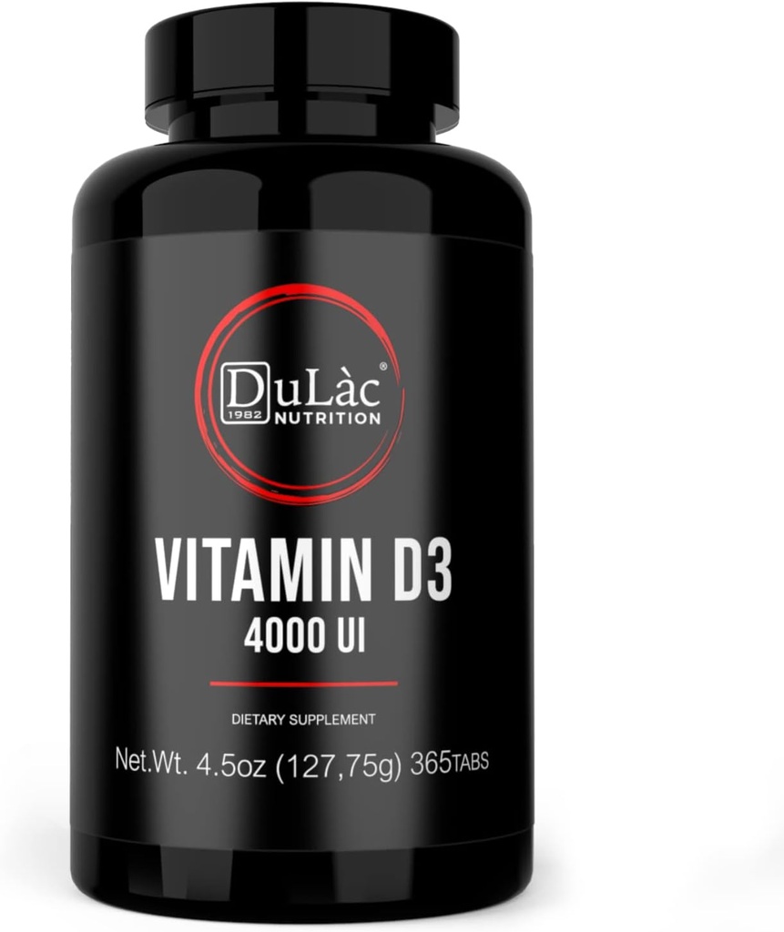 Dulàc - Vitamiin D3 4000 IU täiendus, soodustab kaltsiumi ja fosfori imendumist, toetab luude, hammaste, lihaste ja immuunsüsteemi, 365 tabletti, valmistatud Itaalias
