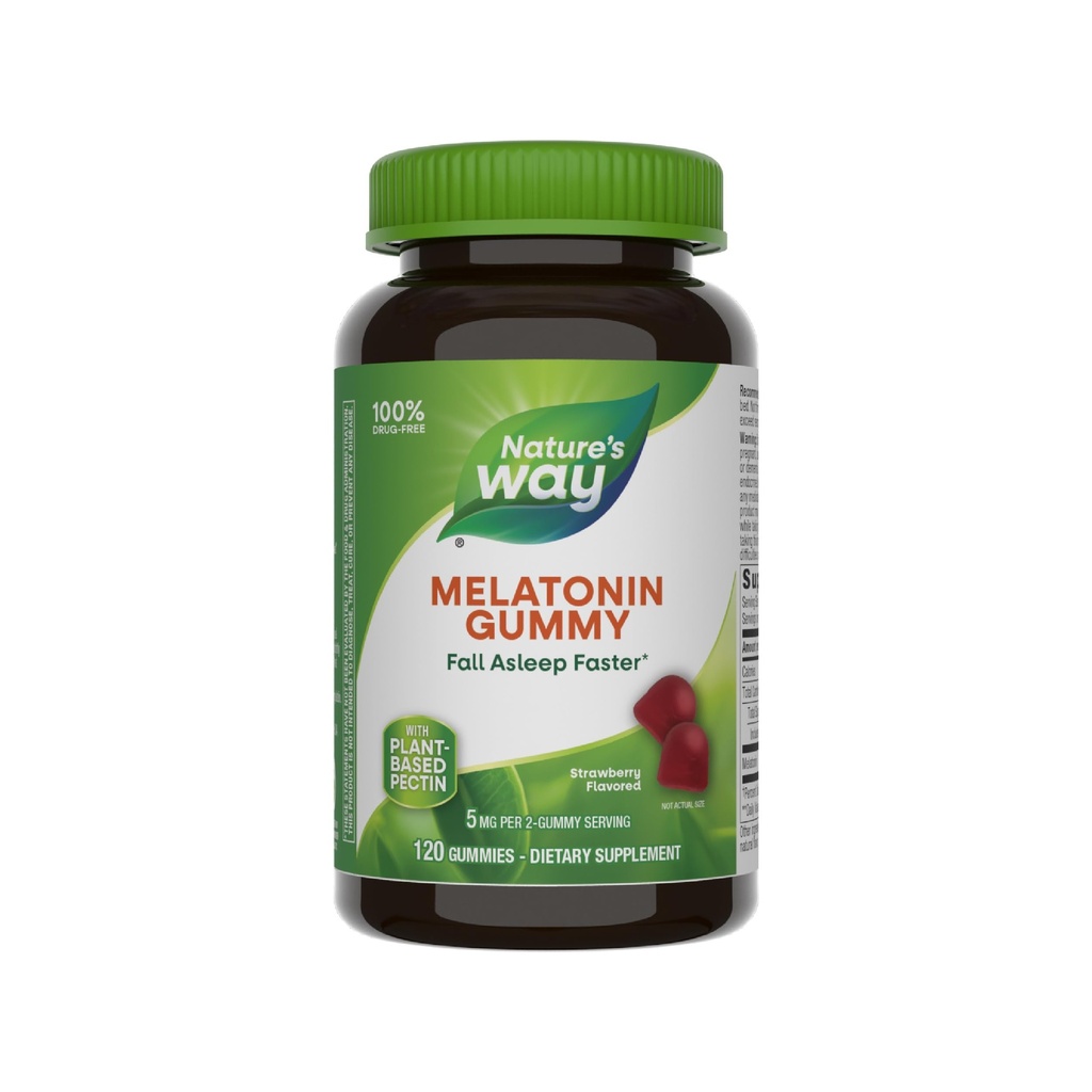 Nature's Way Täiskasvanud Melatoniini Gummies, Toetab Rahulikku Une *, Langeb Magab Kiiremini *, Maasikas Maitsestatud, 5 mg Melatoniini Gummies 2-Gummy Serving, 120 Krahv
