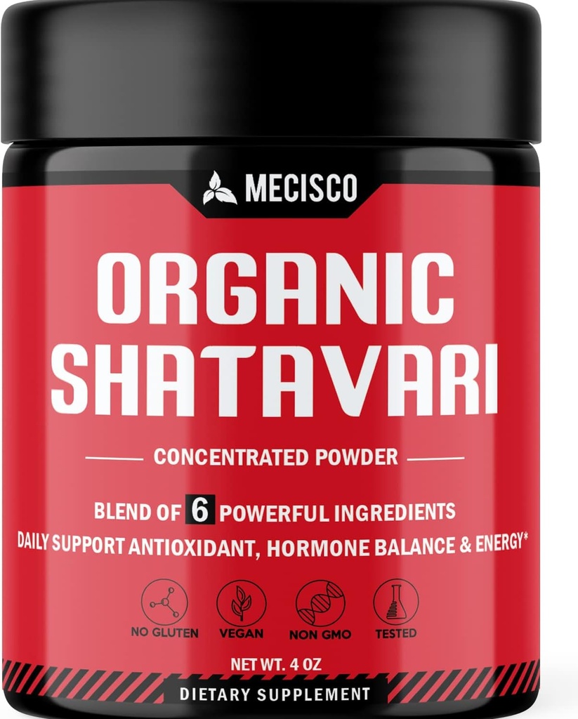 6in1 Shatavari pulber orgaaniline - segatud Shatavari juure, Bacopa Monnieri, Ashwagandha juure, Vitex Berry, lambaläätse ja musta pipariga - toetab noorendamist, edendab energiat ja elujõudu - 4 Oz