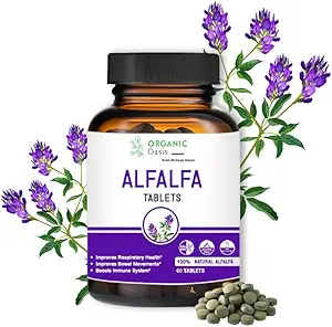 Alfalfa Medicago Sativa tabletid, 60 tabletti, parandab hingamisteede tervist ja soole liikumist, suurendab immuunsüsteemi, orgaanilist ja looduslikku | Superfood Supplement | Vegan