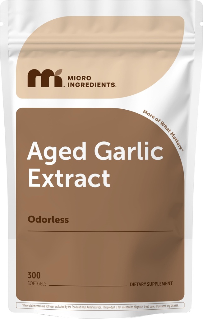 Mikrokoostisosad Lõhnatu küüslauk 7500mg Servings, 300 Softgels | 2 aastat vana küüslauguekstrakt, Kasvanud Allium Sativum Bulb | Tugev antioksüdantide täiendus, immuuntoetus ja südame tervis