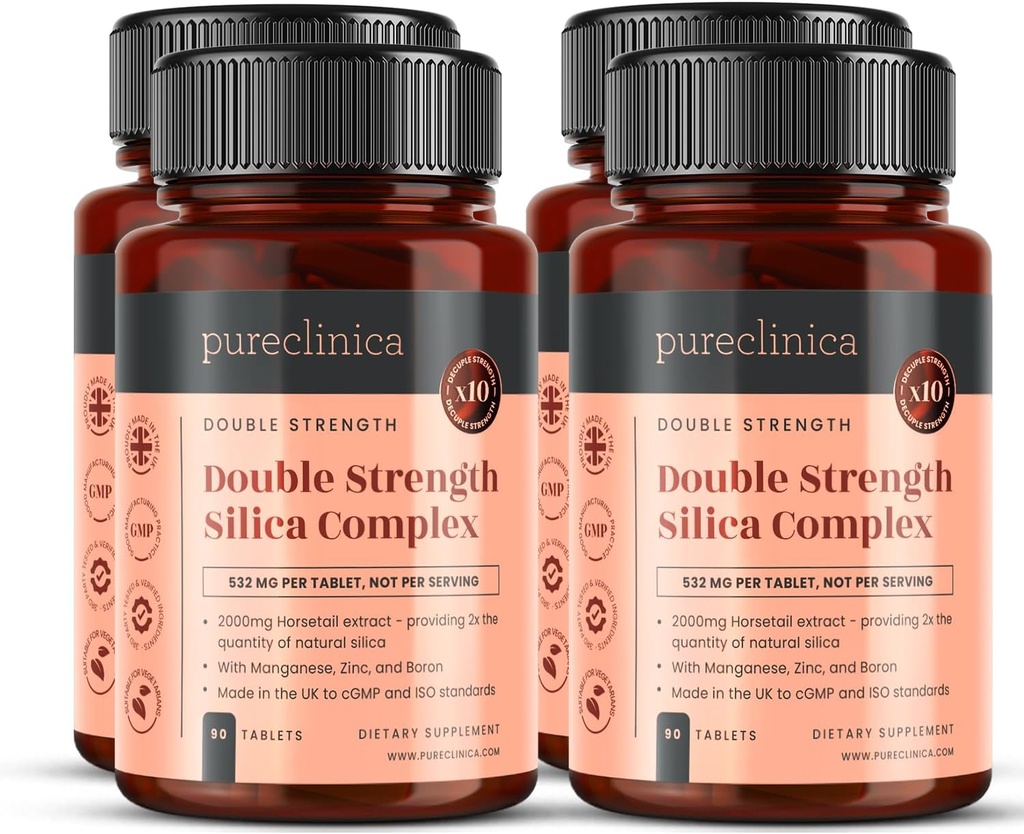 Double Strength Silica Complex - 12 kuu pakkumine! (2000mg Horsetail Extract x 360 tabletti(4 pudelit 90))