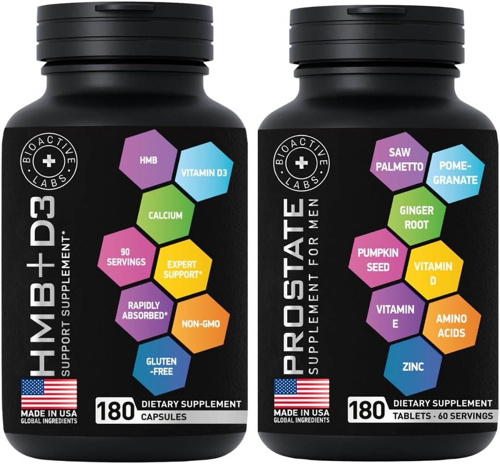 Täiustatud HMB Plus D3-vitamiin ja eesnäärme täiendused meeste komplektile