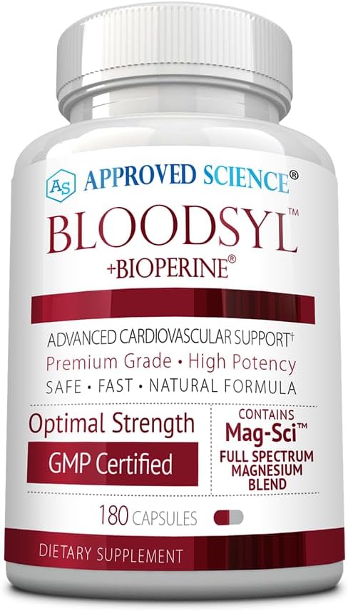 Approved Science Bloodsyl - Supports Blood Flow - Hawthorn Berry, Magnesium, BioPerine - Vegan - 180 Capsules - Pack of 1