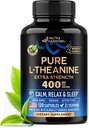 L Theanine 400 mg | L-Theanine Stress Relief | Extra Strength Supplement | Made in USA | Lõõgastumine, Sleep & Calm Support | meestele ja naistele | Taimepõhine, mitte-GMO & Gluteenivaba | 120 Vegankapslit