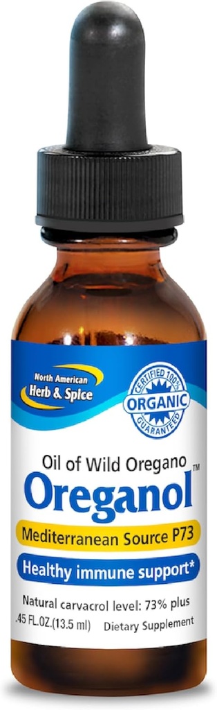 PÕHJA-AMEERIKA HERB & SPICE Oreganol - 0,45 fl. oz. - töötlemata, looduslik, orgaaniline Oreganoõli - Vahemere allikas P73 - mitte-GMO - 194 Servings