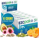 EZC Pak 5-päevane Immuunsüsteemi tugevdaja koos Echinacea, C-vitamiini, tsingi ja D-vitamiiniga - täiskasvanutele mõeldud nõrgestatud immuunsuse tugisammas - toetab immuunsust, lihtsat reisisuuruse lisapaketti - (pakk 6)