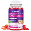 Magneesiumkummid lastele - magneesiumglütsinaatkummid vitamiiniga D3, B6, kaalium ja ashwagandha, magneesium lastele ja täiskasvanutele Lõõgastus, uni, aju ja luu tervis - Vegani maasikas 60ct